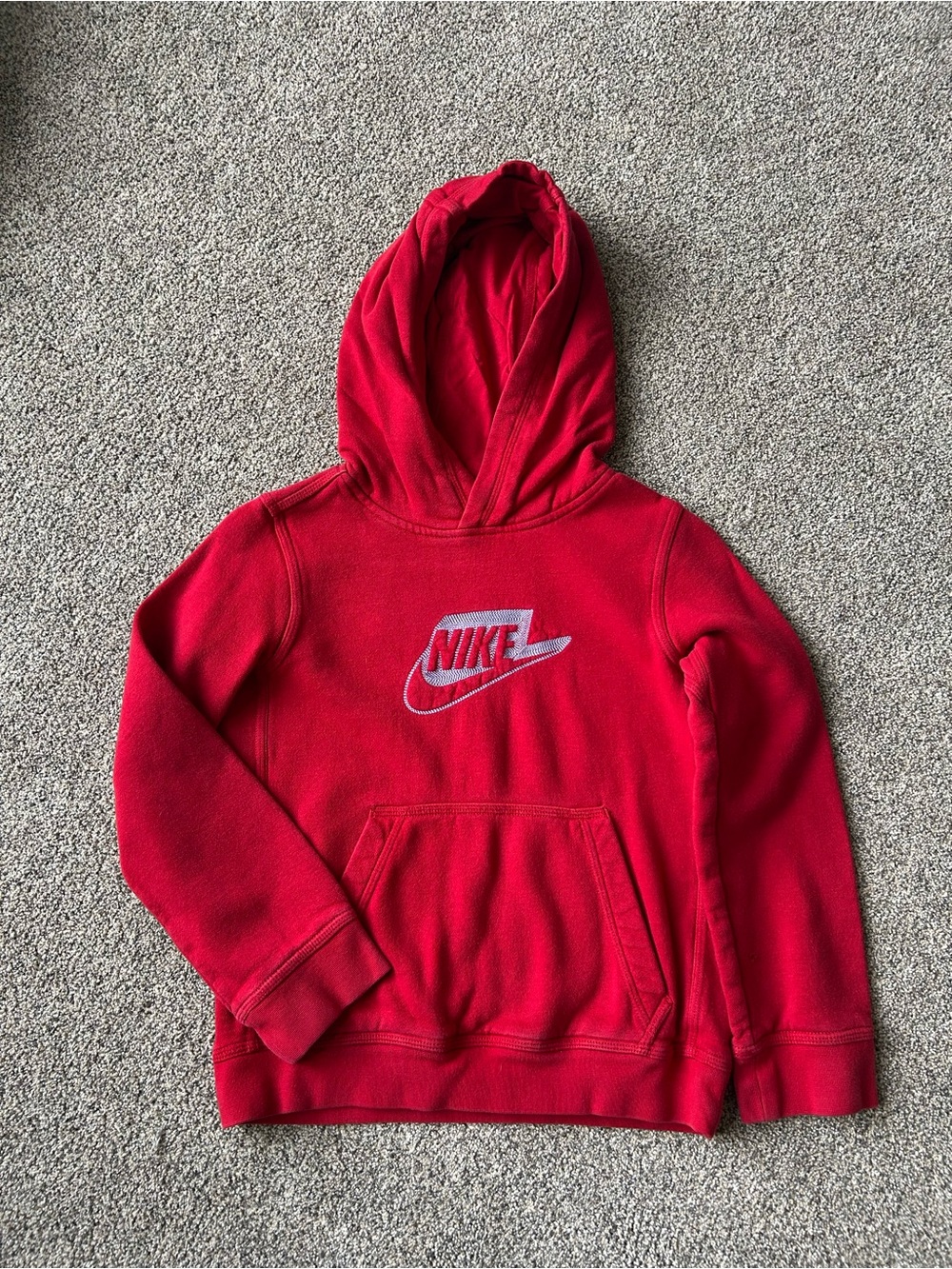 Nike Red Kids Pullover Hoodie with Logo